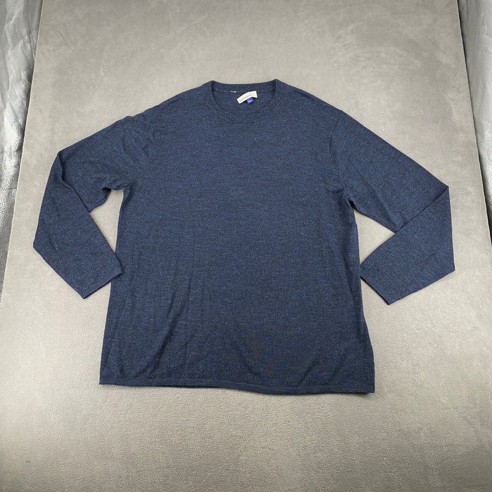 Artefact Mens XXL Navy Blue Marl 100% Merino Wool Crewneck Sweater Long Sleeve